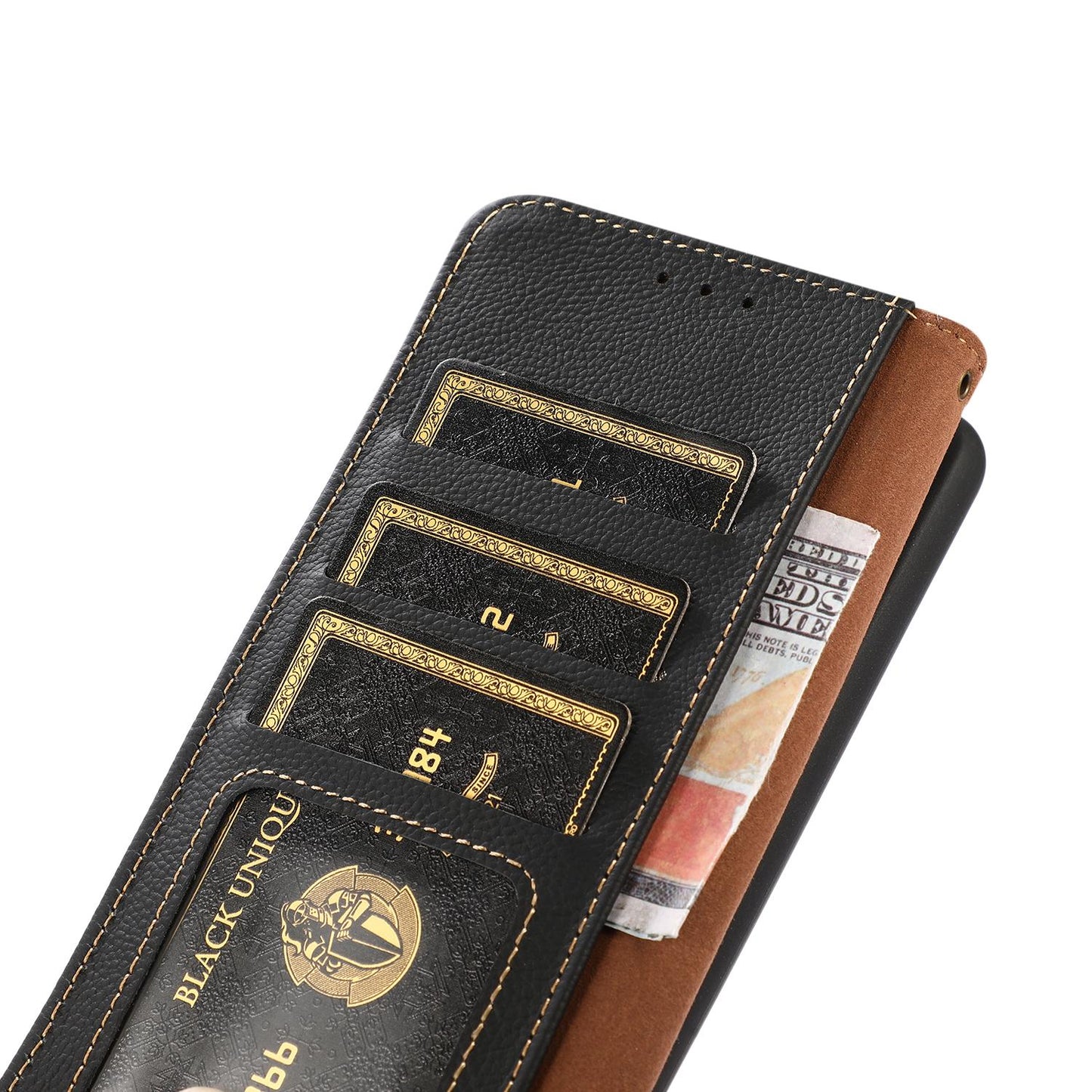 For Motorola Edge 70 Max 5G KHAZNEH Custer Genuine Leather RFID Phone Case(Black)