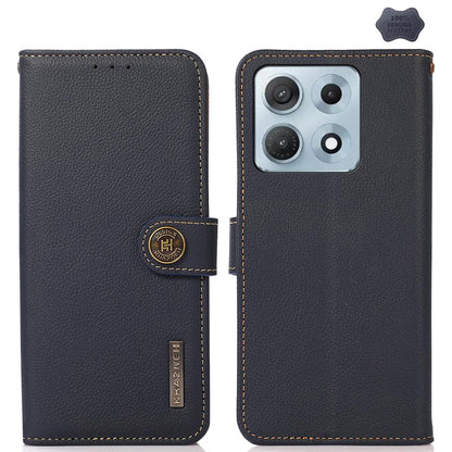 For Motorola Edge 70 Max 5G KHAZNEH Custer Genuine Leather RFID Phone Case(Blue)