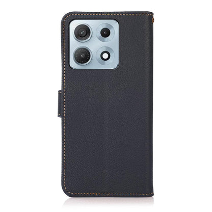 For Motorola Edge 70 Max 5G KHAZNEH Custer Genuine Leather RFID Phone Case(Blue)