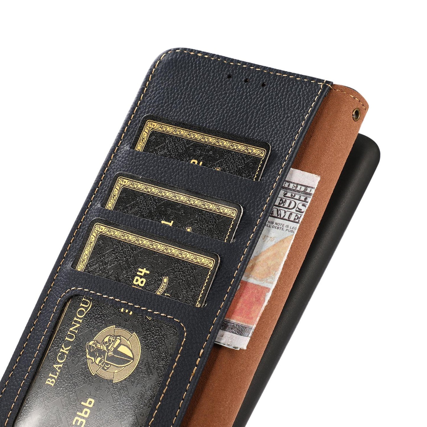 For Motorola Edge 70 Max 5G KHAZNEH Custer Genuine Leather RFID Phone Case(Blue)