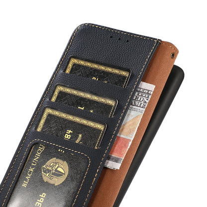 For Motorola Edge 70 Max 5G KHAZNEH Custer Genuine Leather RFID Phone Case(Blue)