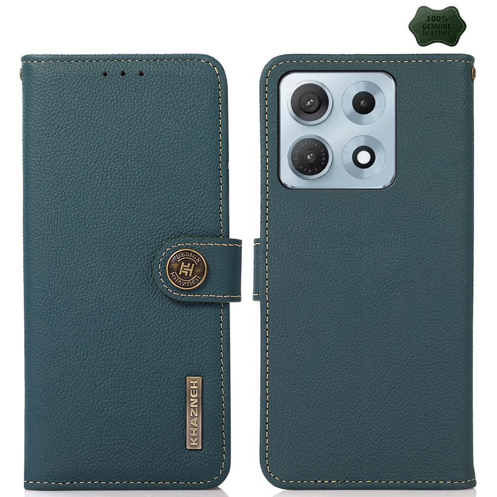 For Motorola Edge 70 Max 5G KHAZNEH Custer Genuine Leather RFID Phone Case(Green)