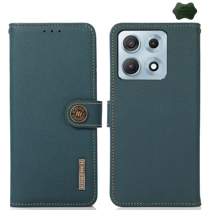 For Motorola Edge 70 Max 5G KHAZNEH Custer Genuine Leather RFID Phone Case(Green)