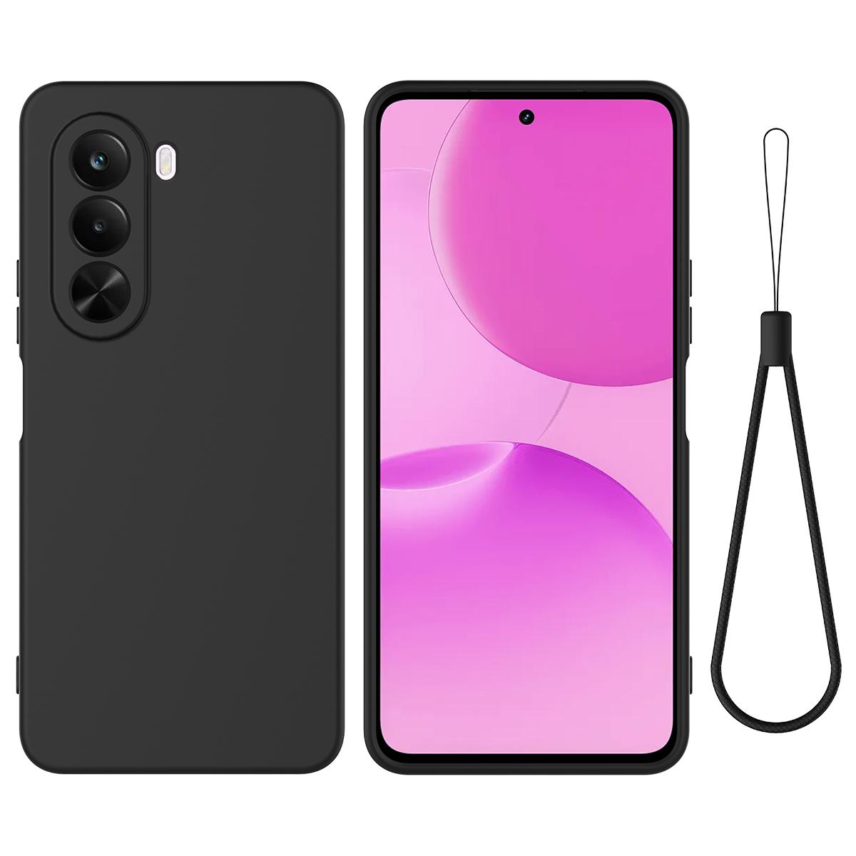For OnePlus Nord CE6 Lite/Realme P4x 5G Solid Color Liquid Silicone Dropproof Full Coverage Phone Case - Black - EDA005100119A