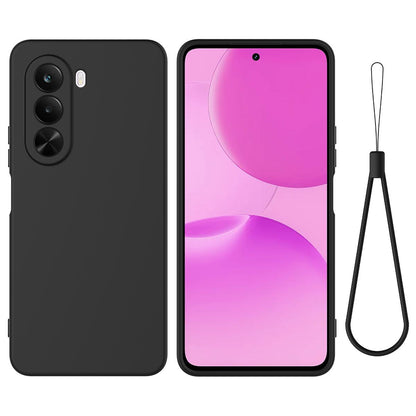 For OnePlus Nord CE6 Lite/Realme P4x 5G Solid Color Liquid Silicone Dropproof Full Coverage Phone Case - Black - EDA005100119A