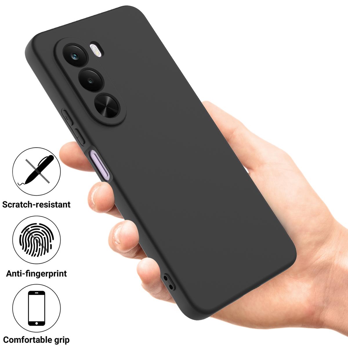 For OnePlus Nord CE6 Lite/Realme P4x 5G Solid Color Liquid Silicone Dropproof Full Coverage Phone Case - Black - EDA005100119A