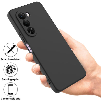 For OnePlus Nord CE6 Lite/Realme P4x 5G Solid Color Liquid Silicone Dropproof Full Coverage Phone Case - Black - EDA005100119A