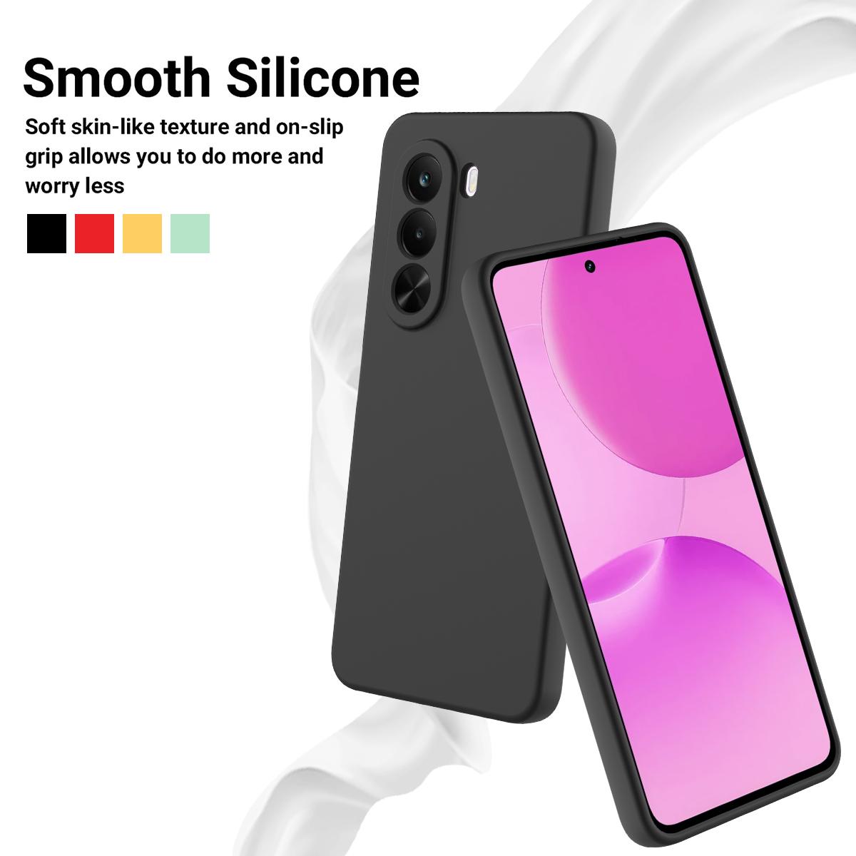 For OnePlus Nord CE6 Lite/Realme P4x 5G Solid Color Liquid Silicone Dropproof Full Coverage Phone Case - Black - EDA005100119A