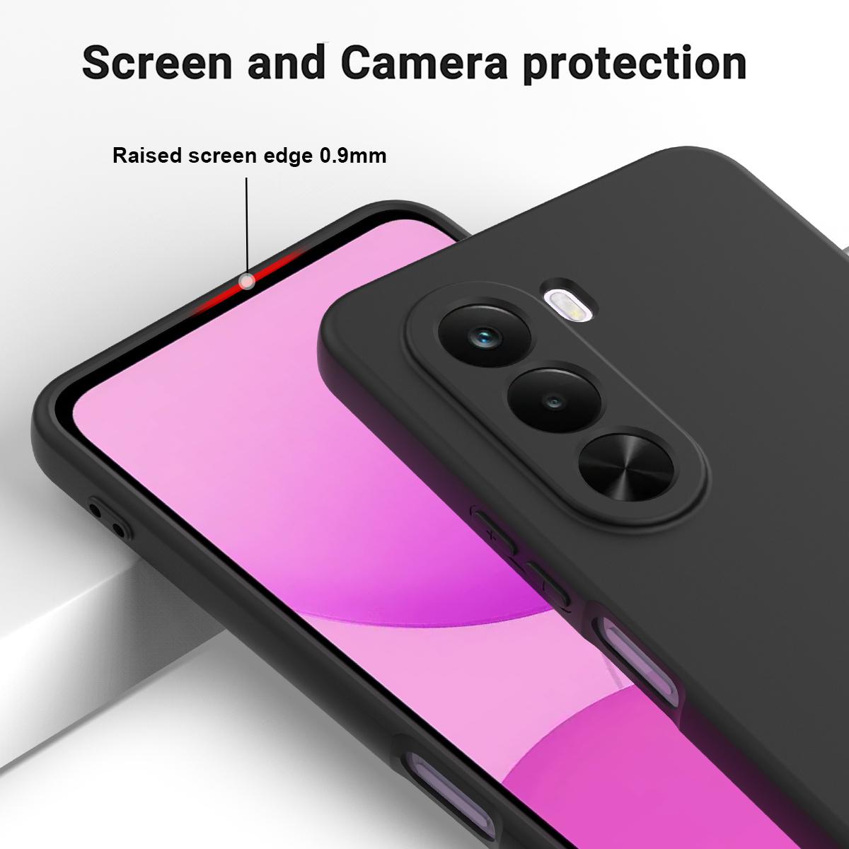 For OnePlus Nord CE6 Lite/Realme P4x 5G Solid Color Liquid Silicone Dropproof Full Coverage Phone Case - Black - EDA005100119A