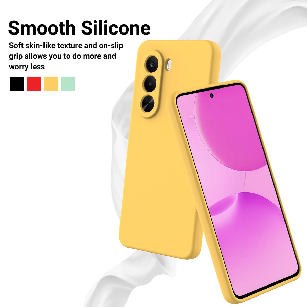 For OnePlus Nord CE6 Lite/Realme P4x 5G Solid Color Liquid Silicone Dropproof Full Coverage Phone Case - Yellow - EDA005100119B