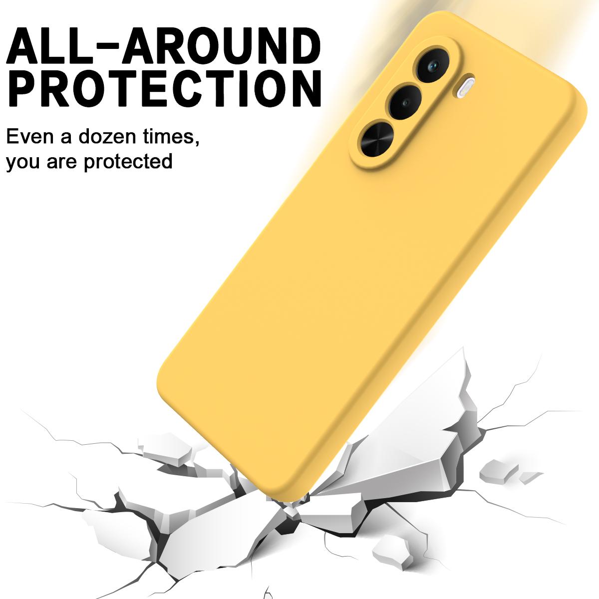 For OnePlus Nord CE6 Lite/Realme P4x 5G Solid Color Liquid Silicone Dropproof Full Coverage Phone Case - Yellow - EDA005100119B