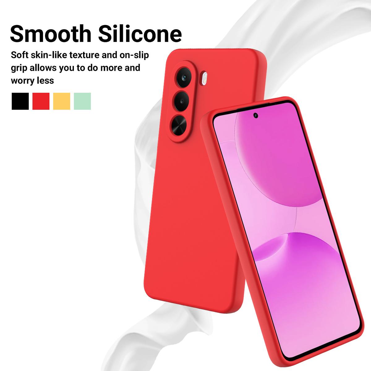 For OnePlus Nord CE6 Lite/Realme P4x 5G Solid Color Liquid Silicone Dropproof Full Coverage Phone Case - Red - EDA005100119C