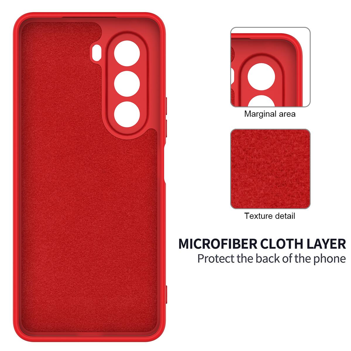 For OnePlus Nord CE6 Lite/Realme P4x 5G Solid Color Liquid Silicone Dropproof Full Coverage Phone Case - Red - EDA005100119C