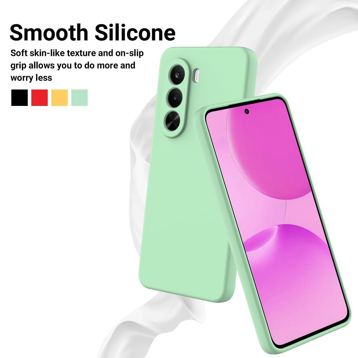 For OnePlus Nord CE6 Lite/Realme P4x 5G Solid Color Liquid Silicone Dropproof Full Coverage Phone Case - Green - EDA005100119D