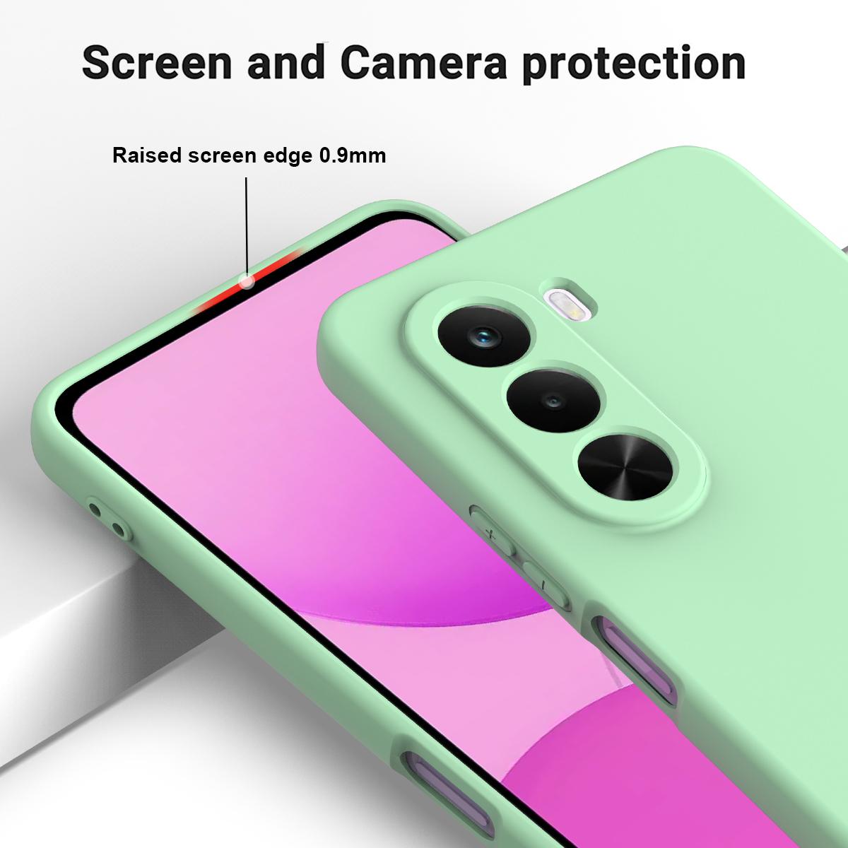 For OnePlus Nord CE6 Lite/Realme P4x 5G Solid Color Liquid Silicone Dropproof Full Coverage Phone Case - Green - EDA005100119D
