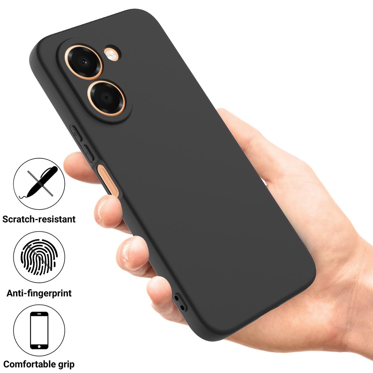 For Honor X7e 4G Solid Color Liquid Silicone Dropproof Full Coverage Phone Case - Black - EDA005100445A