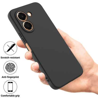 For Honor X7e 4G Solid Color Liquid Silicone Dropproof Full Coverage Phone Case - Black - EDA005100445A