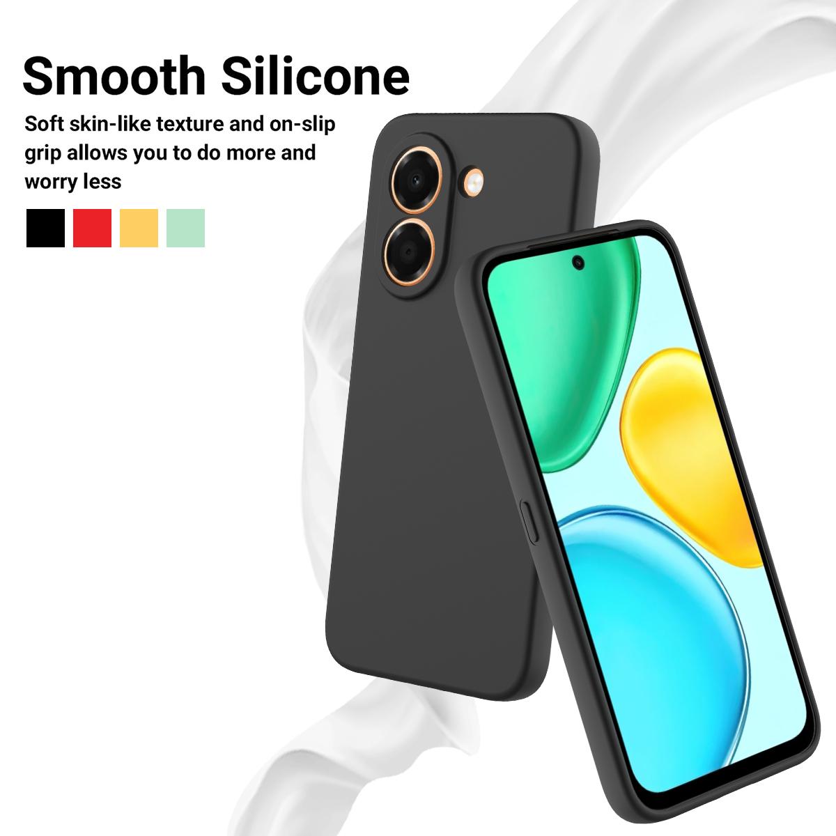 For Honor X7e 4G Solid Color Liquid Silicone Dropproof Full Coverage Phone Case - Black - EDA005100445A
