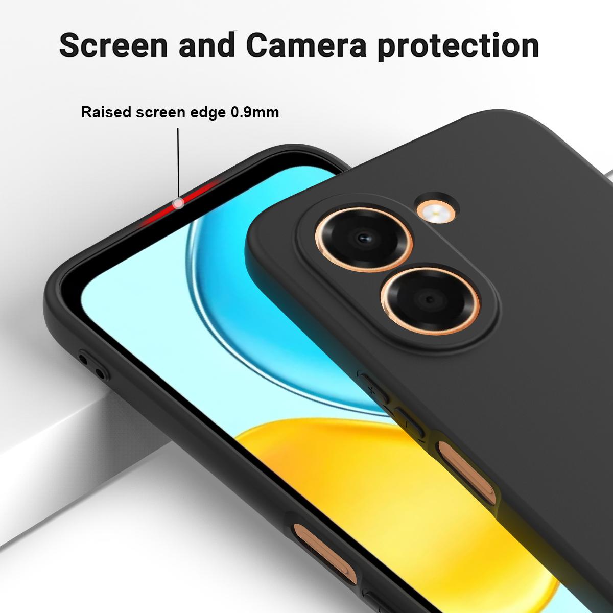For Honor X7e 4G Solid Color Liquid Silicone Dropproof Full Coverage Phone Case - Black - EDA005100445A