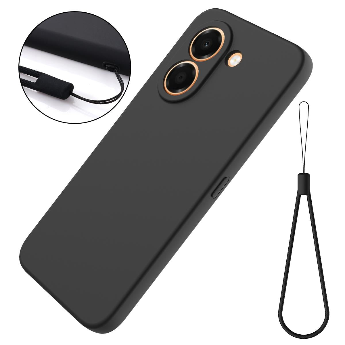 For Honor X7e 4G Solid Color Liquid Silicone Dropproof Full Coverage Phone Case - Black - EDA005100445A