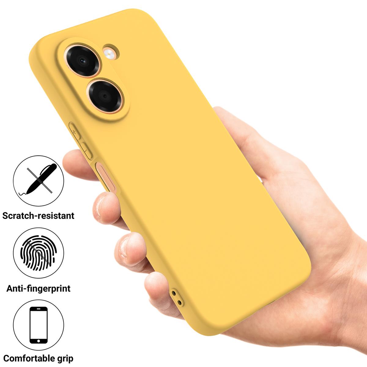 For Honor X7e 4G Solid Color Liquid Silicone Dropproof Full Coverage Phone Case - Yellow - EDA005100445B