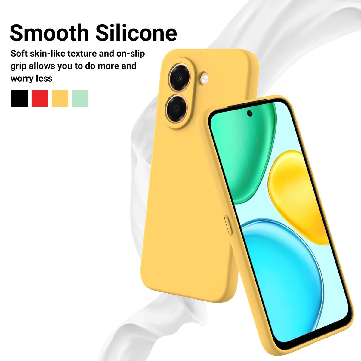 For Honor X7e 4G Solid Color Liquid Silicone Dropproof Full Coverage Phone Case - Yellow - EDA005100445B