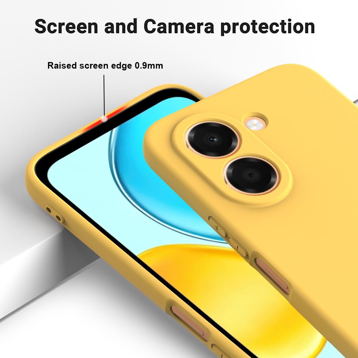For Honor X7e 4G Solid Color Liquid Silicone Dropproof Full Coverage Phone Case - Yellow - EDA005100445B
