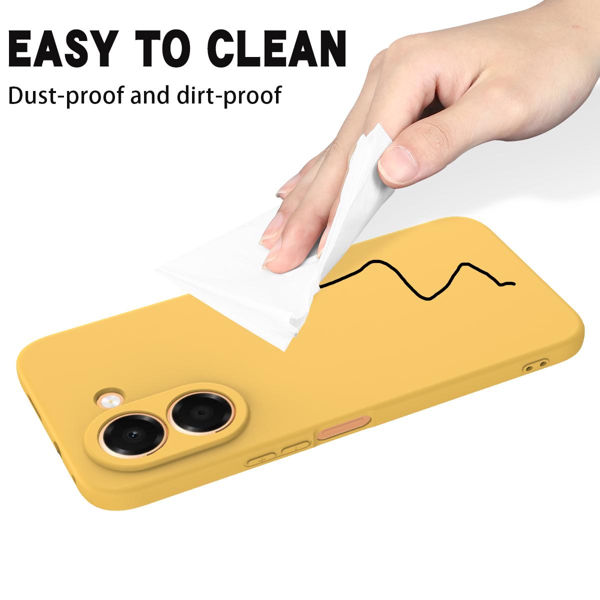 For Honor X7e 4G Solid Color Liquid Silicone Dropproof Full Coverage Phone Case - Yellow - EDA005100445B