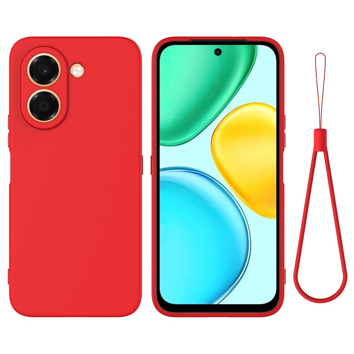 For Honor X7e 4G Solid Color Liquid Silicone Dropproof Full Coverage Phone Case - Red - EDA005100445C