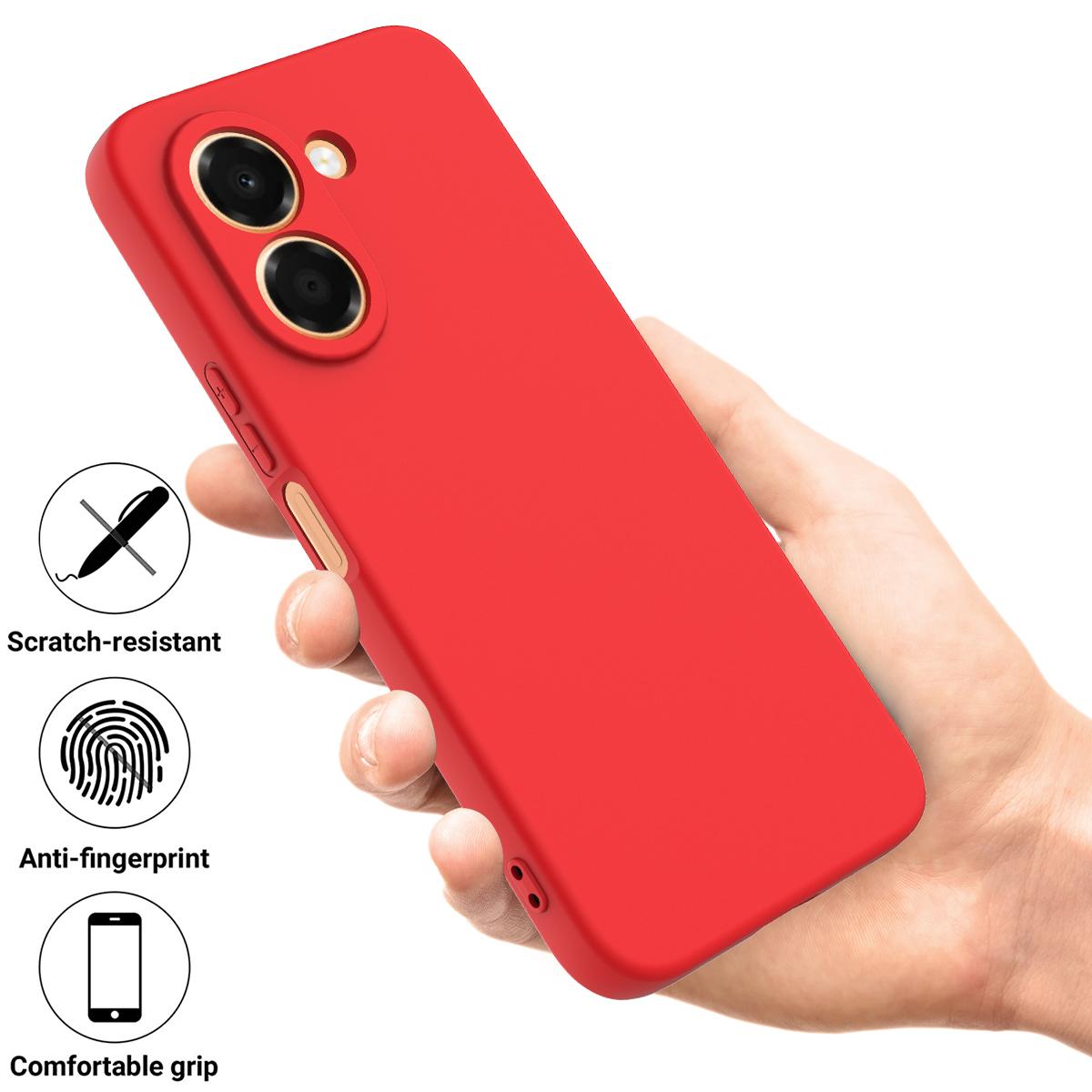 For Honor X7e 4G Solid Color Liquid Silicone Dropproof Full Coverage Phone Case - Red - EDA005100445C