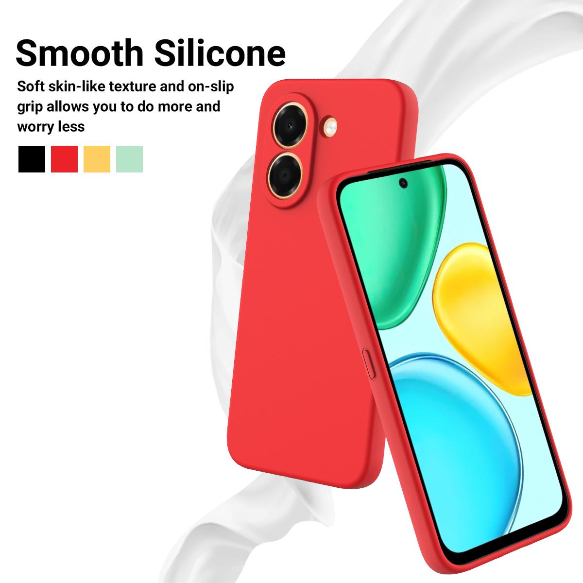 For Honor X7e 4G Solid Color Liquid Silicone Dropproof Full Coverage Phone Case - Red - EDA005100445C