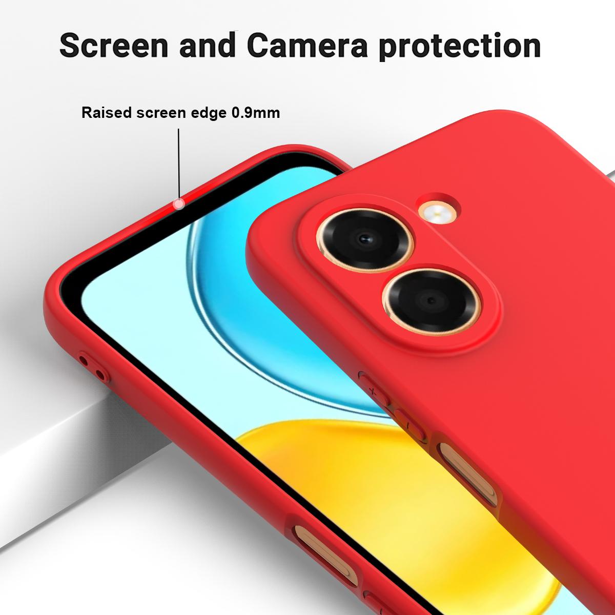 For Honor X7e 4G Solid Color Liquid Silicone Dropproof Full Coverage Phone Case - Red - EDA005100445C