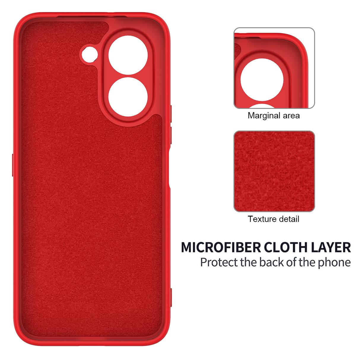 For Honor X7e 4G Solid Color Liquid Silicone Dropproof Full Coverage Phone Case - Red - EDA005100445C