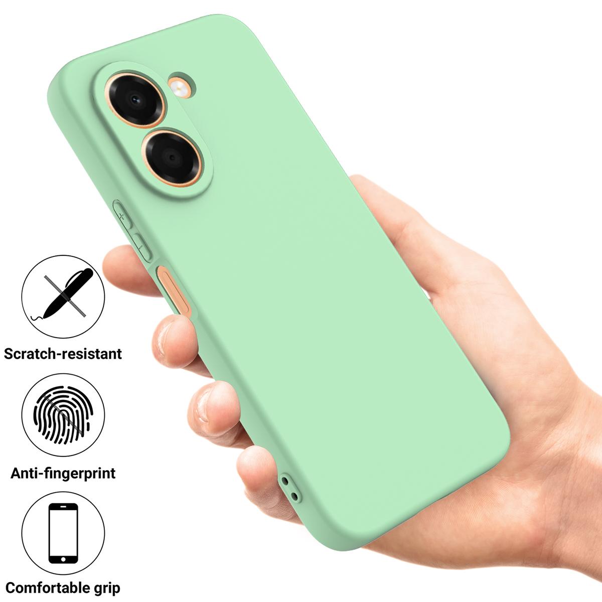 For Honor X7e 4G Solid Color Liquid Silicone Dropproof Full Coverage Phone Case - Green - EDA005100445D