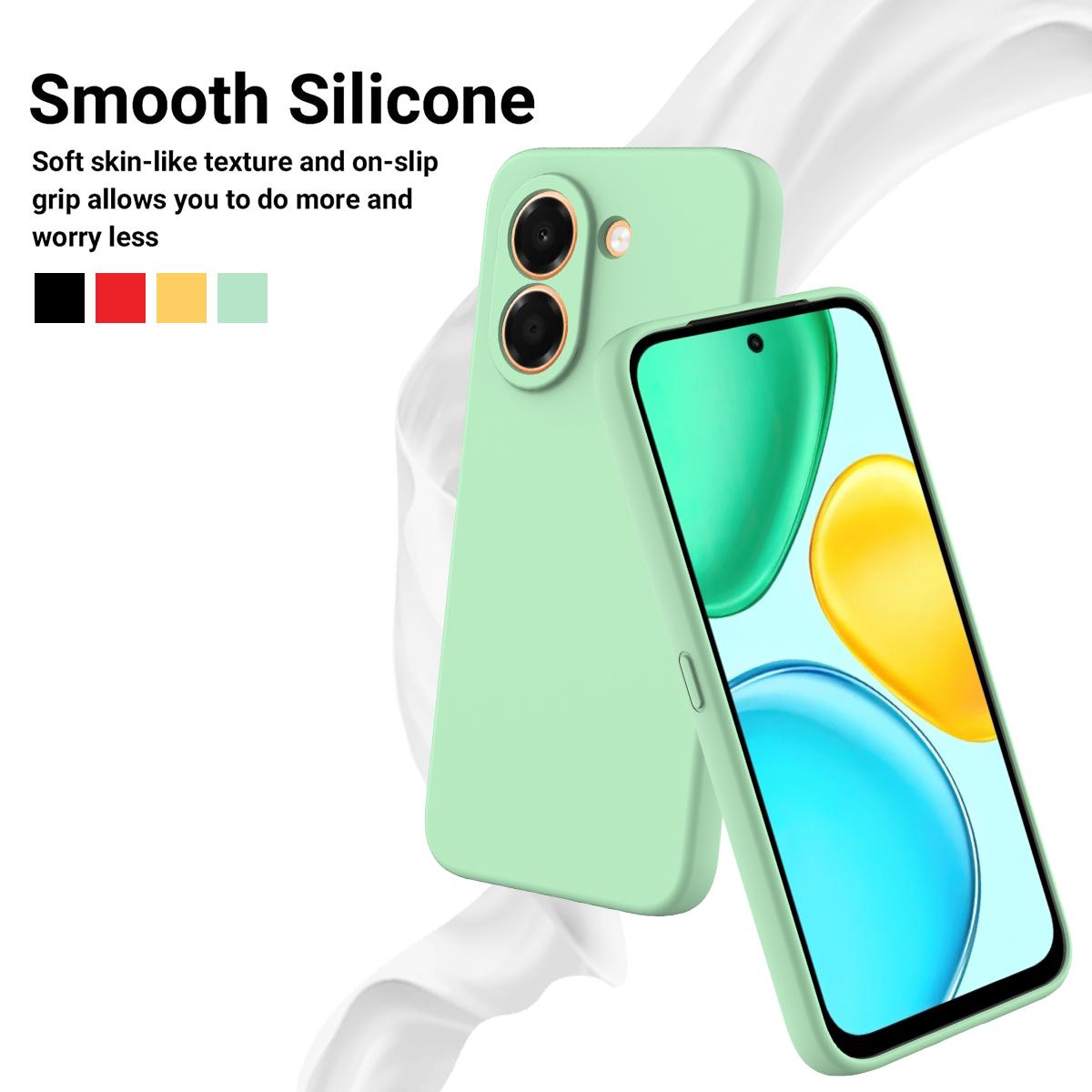 For Honor X7e 4G Solid Color Liquid Silicone Dropproof Full Coverage Phone Case - Green - EDA005100445D