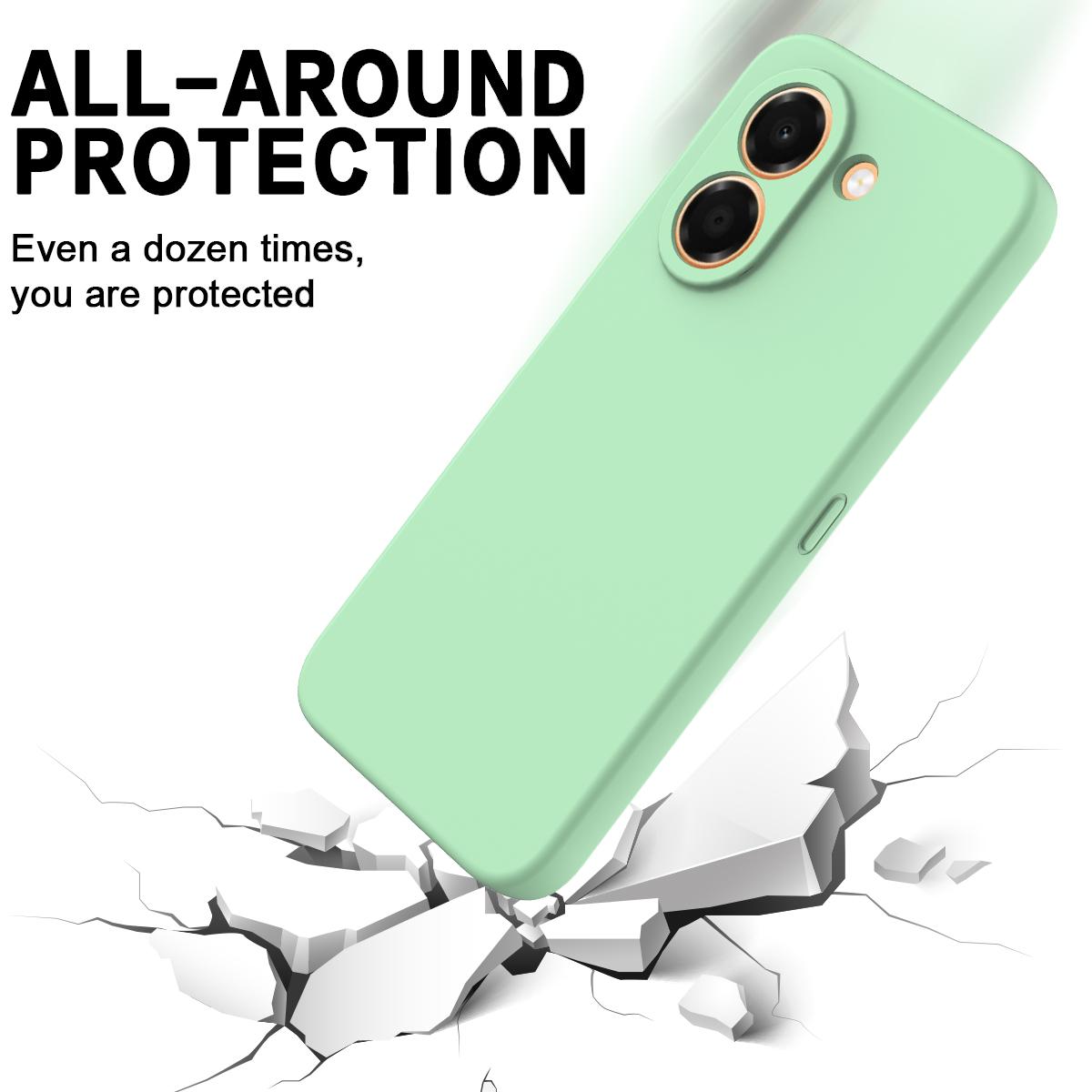 For Honor X7e 4G Solid Color Liquid Silicone Dropproof Full Coverage Phone Case - Green - EDA005100445D