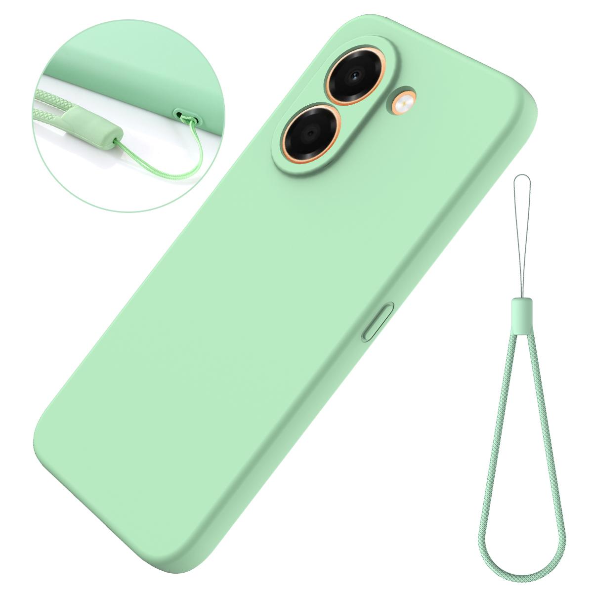 For Honor X7e 4G Solid Color Liquid Silicone Dropproof Full Coverage Phone Case - Green - EDA005100445D