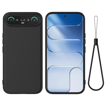 For Tecno Camon Slim 4G Solid Color Liquid Silicone Dropproof Full Coverage Phone Case - Black - EDA005100743A