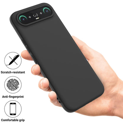 For Tecno Camon Slim 4G Solid Color Liquid Silicone Dropproof Full Coverage Phone Case - Black - EDA005100743A