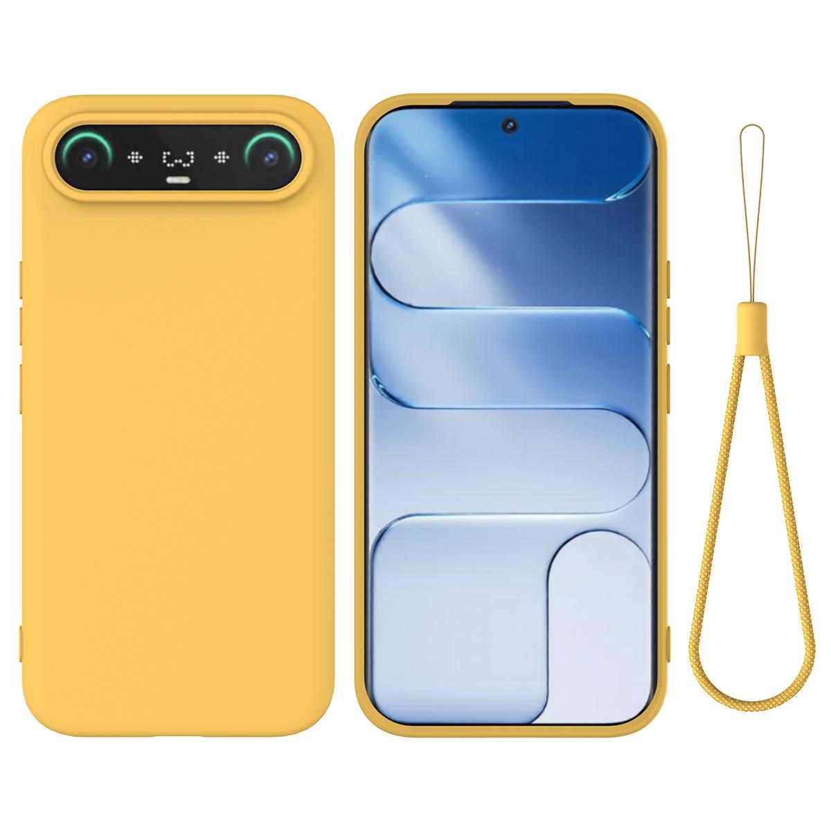 For Tecno Camon Slim 4G Solid Color Liquid Silicone Dropproof Full Coverage Phone Case - Yellow - EDA005100743B