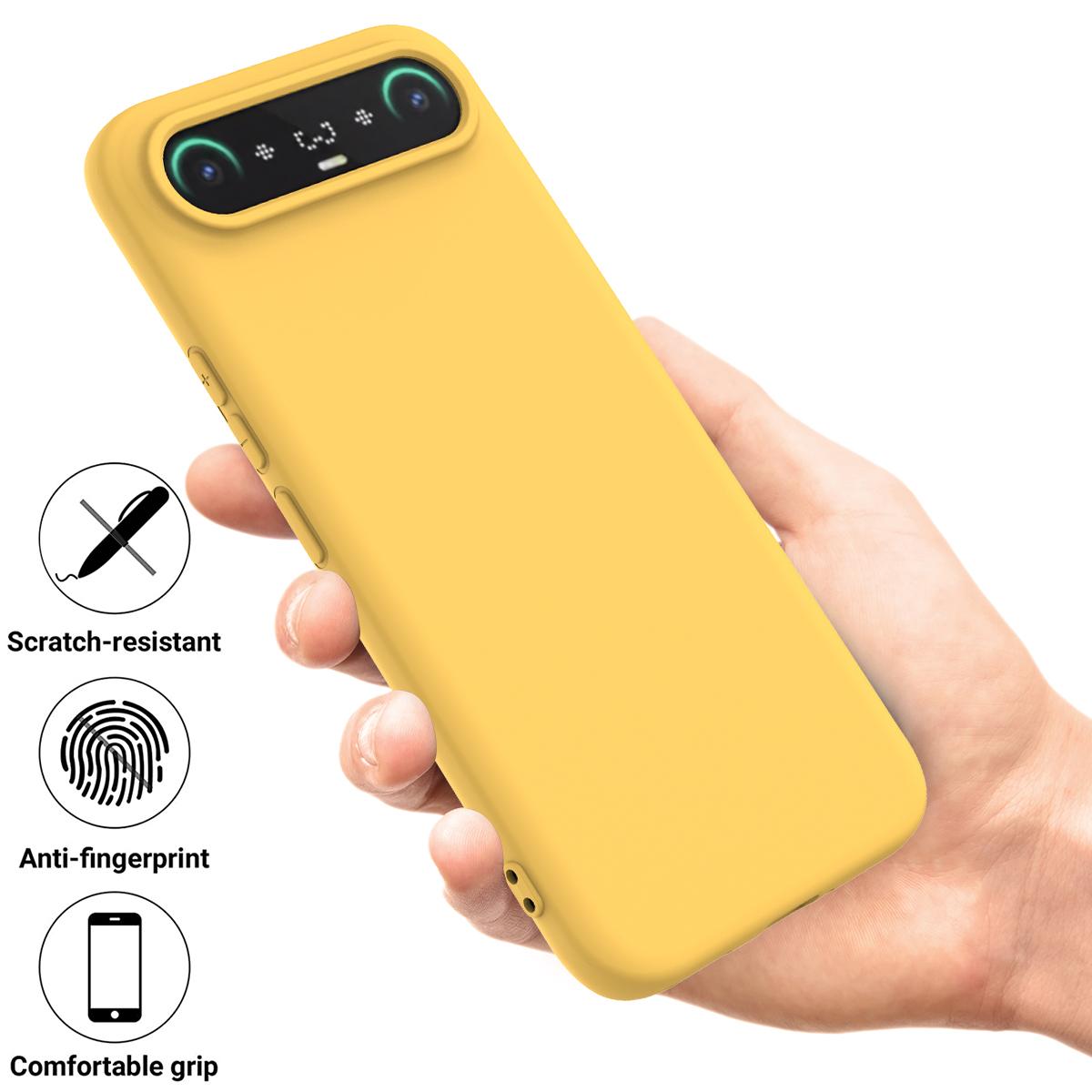 For Tecno Camon Slim 4G Solid Color Liquid Silicone Dropproof Full Coverage Phone Case - Yellow - EDA005100743B