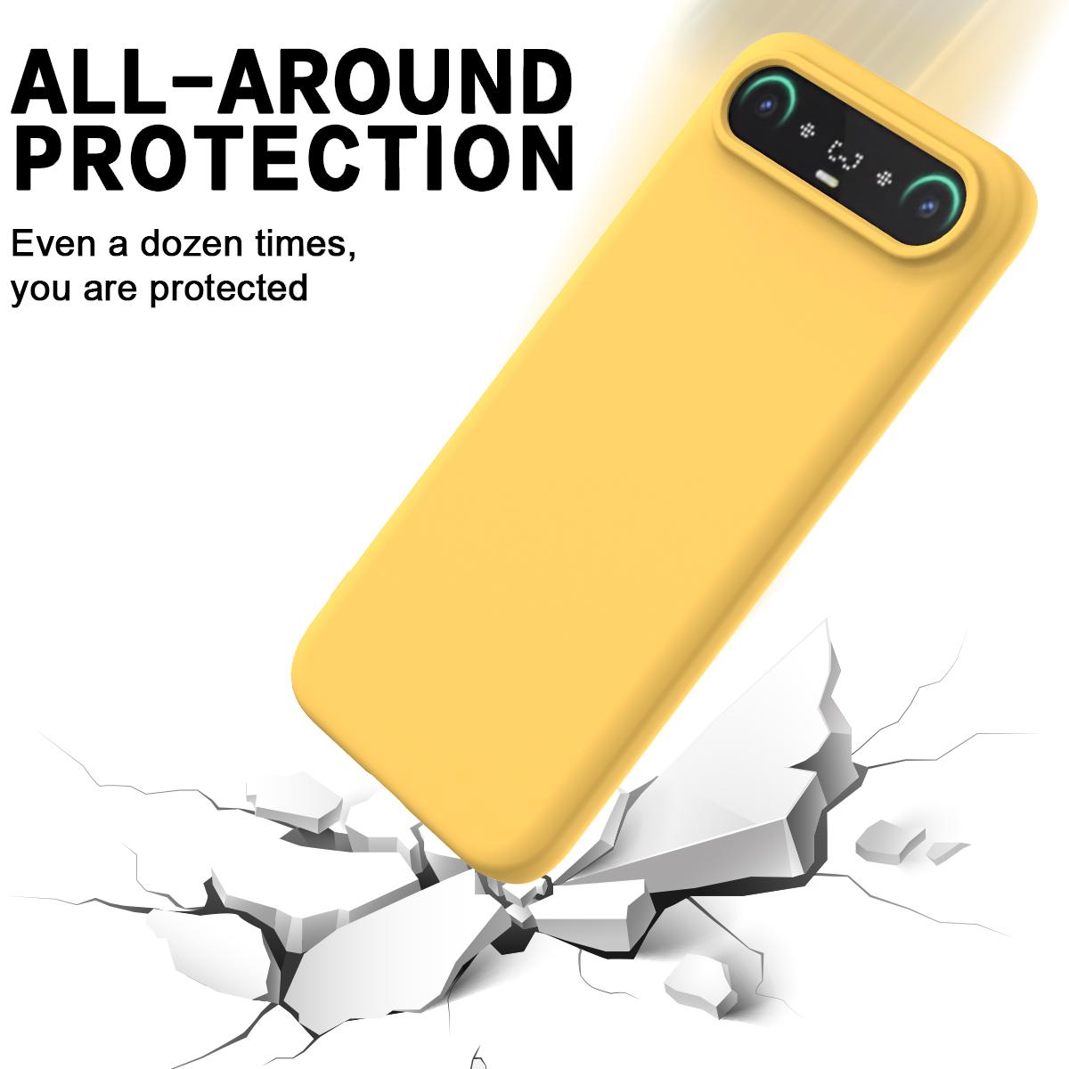 For Tecno Camon Slim 4G Solid Color Liquid Silicone Dropproof Full Coverage Phone Case - Yellow - EDA005100743B