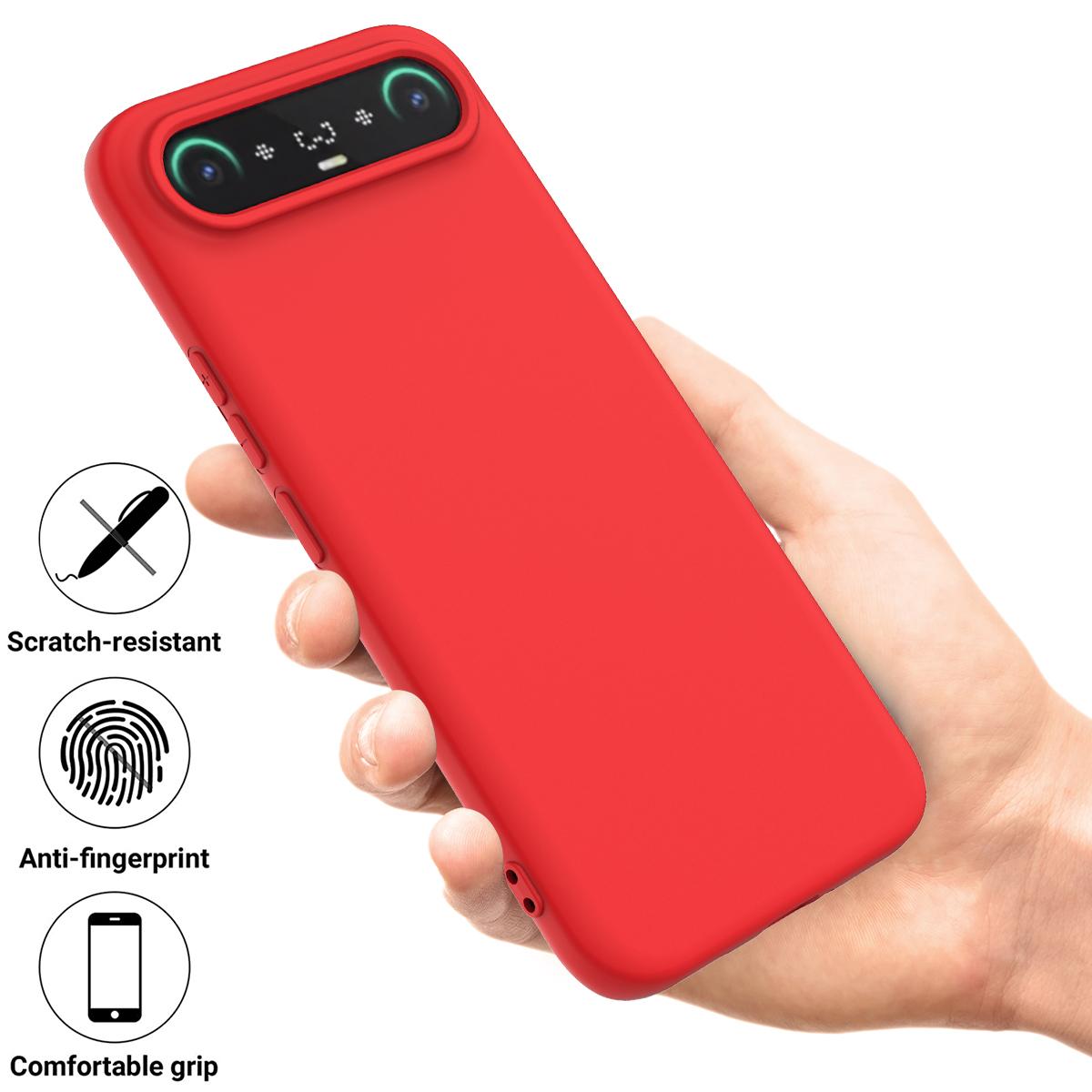 For Tecno Camon Slim 4G Solid Color Liquid Silicone Dropproof Full Coverage Phone Case - Red - EDA005100743C