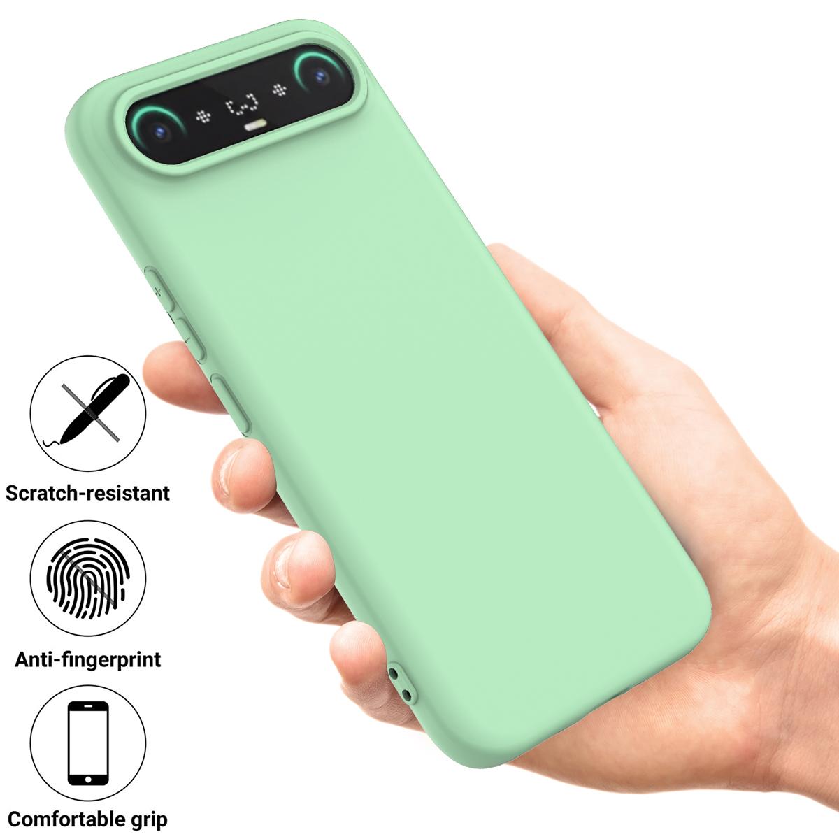 For Tecno Camon Slim 4G Solid Color Liquid Silicone Dropproof Full Coverage Phone Case - Green - EDA005100743D