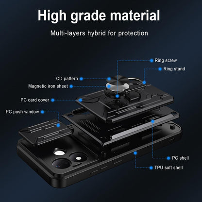 For Redmi Note 17 Pro 5G Global 163.5mm Sliding Camshield TPU+PC Phone Case with Card Slot - Dark Green - EDA005144716E