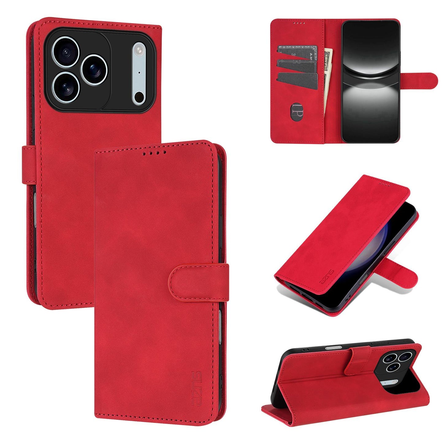 For iPhone 18 Pro Max AZNS Skin Feel Calf Texture Flip Leather Phone Case(Red)
