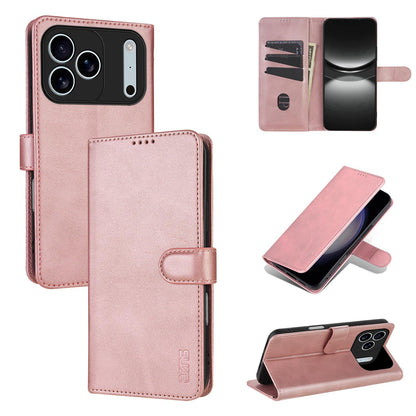 For iPhone 18 Pro Max AZNS Skin Feel Calf Texture Flip Leather Phone Case(Rose Gold)