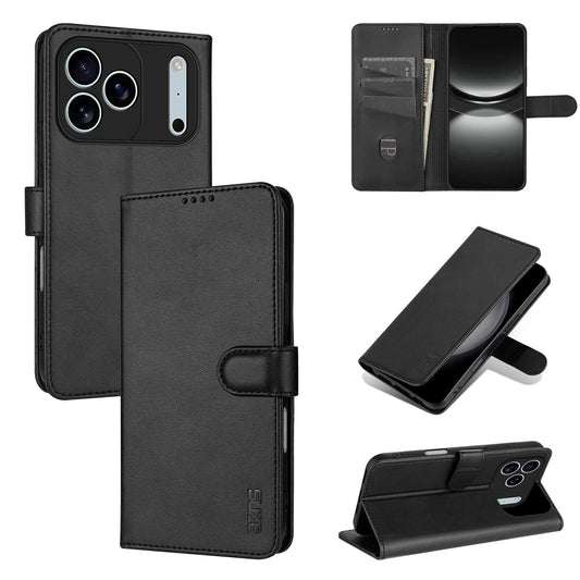 For iPhone 18 Pro Max AZNS Skin Feel Calf Texture Flip Leather Phone Case(Black)