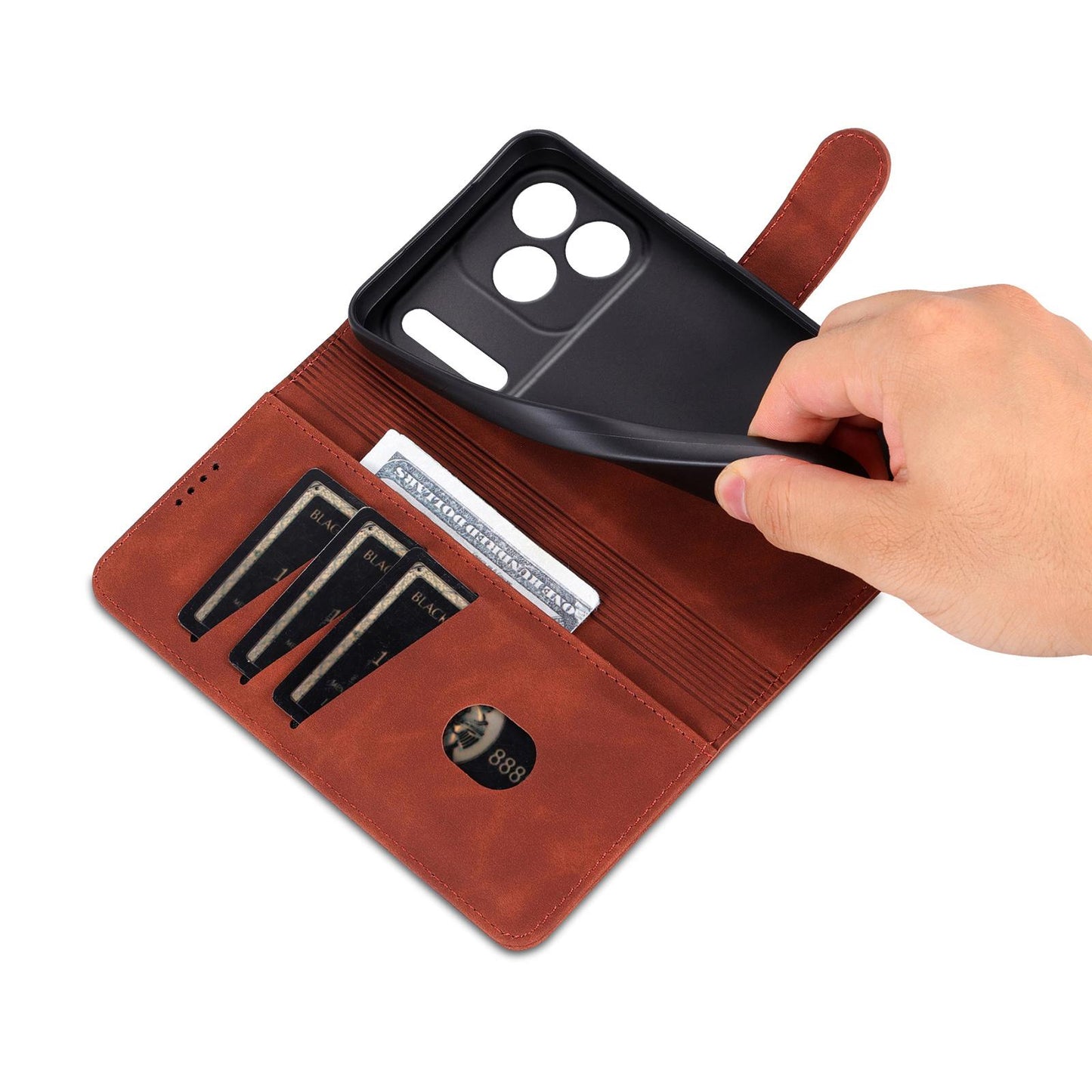 For iPhone 18 Pro AZNS Skin Feel Calf Texture Flip Leather Phone Case(Brown)