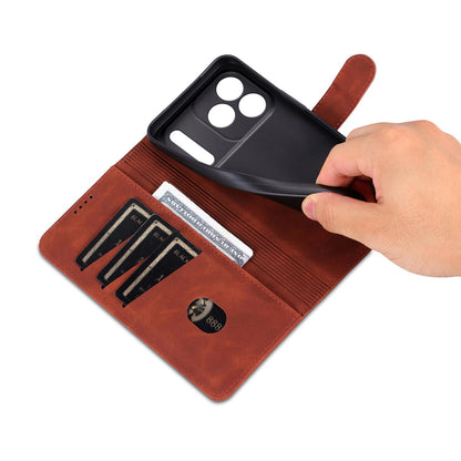 For iPhone 18 Pro AZNS Skin Feel Calf Texture Flip Leather Phone Case(Brown)
